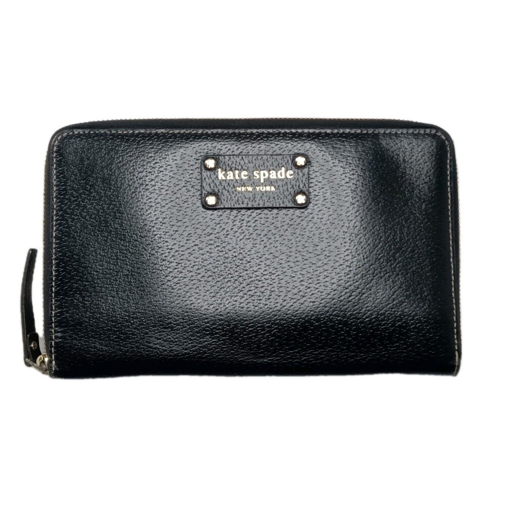 Kate Spade Grand Street Zip Travel Wallet Black Leather Organizer